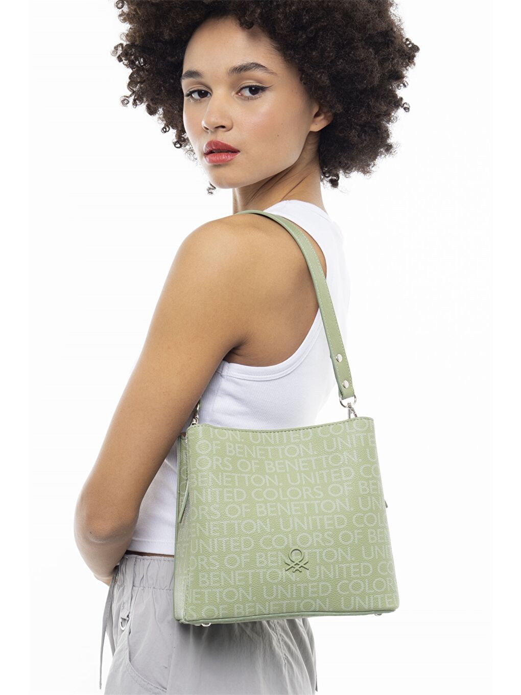 Yeşil Deri Görünümlü Kadın Çanta