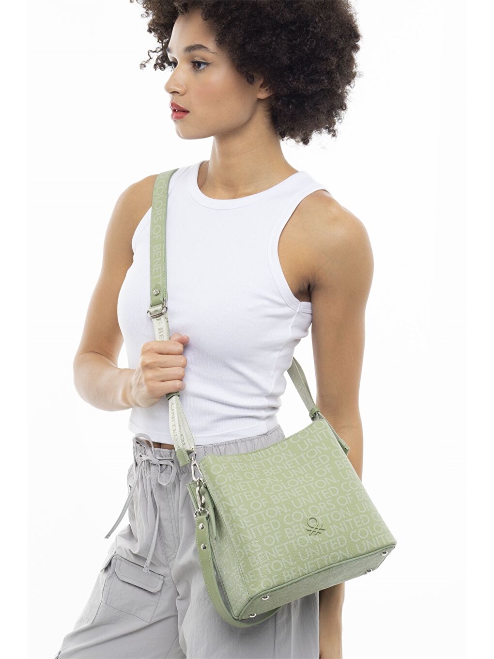 Yeşil Deri Görünümlü Kadın Çanta-1