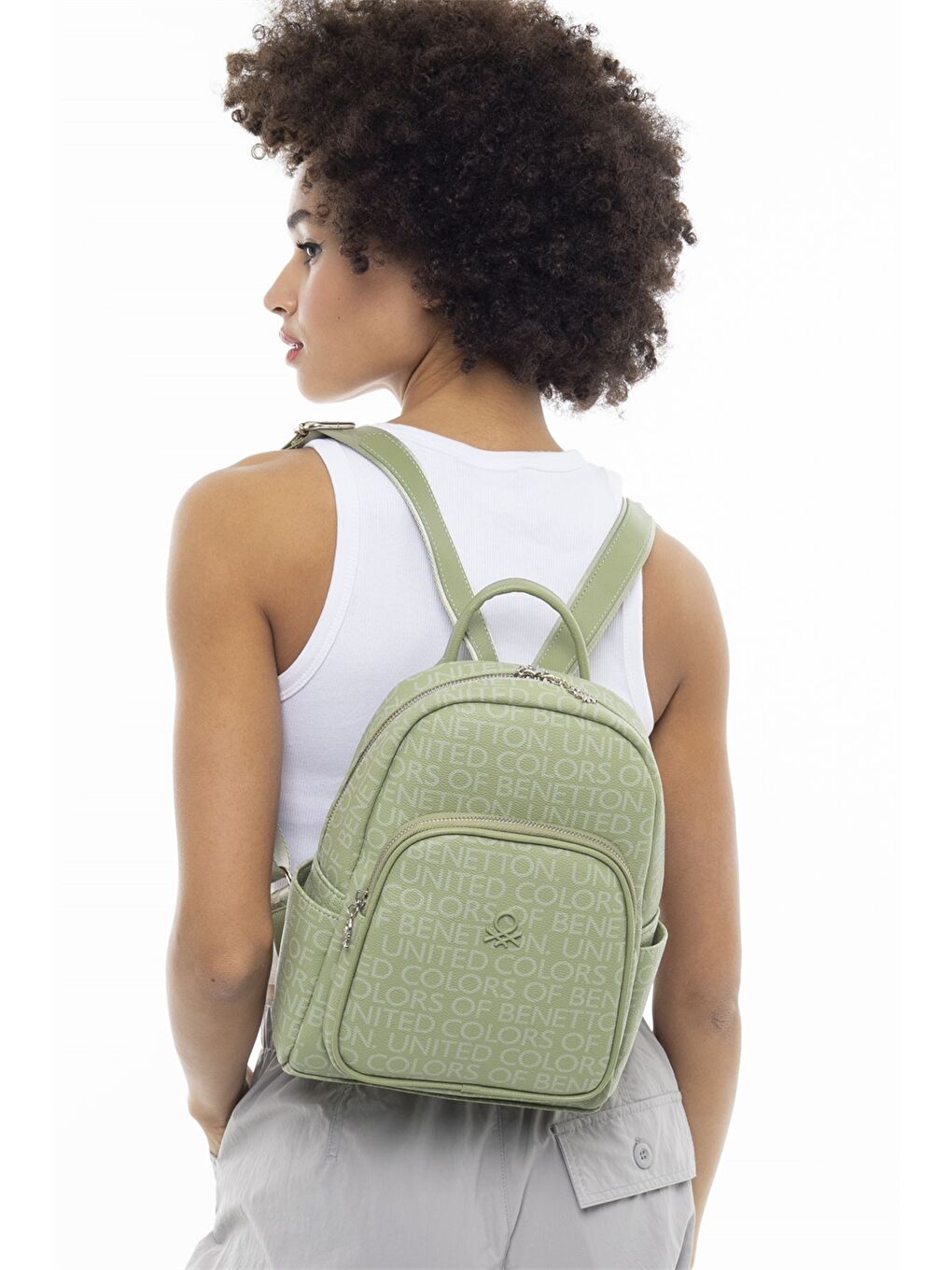 Yeşil Deri Görünümlü Kadın Çanta-1