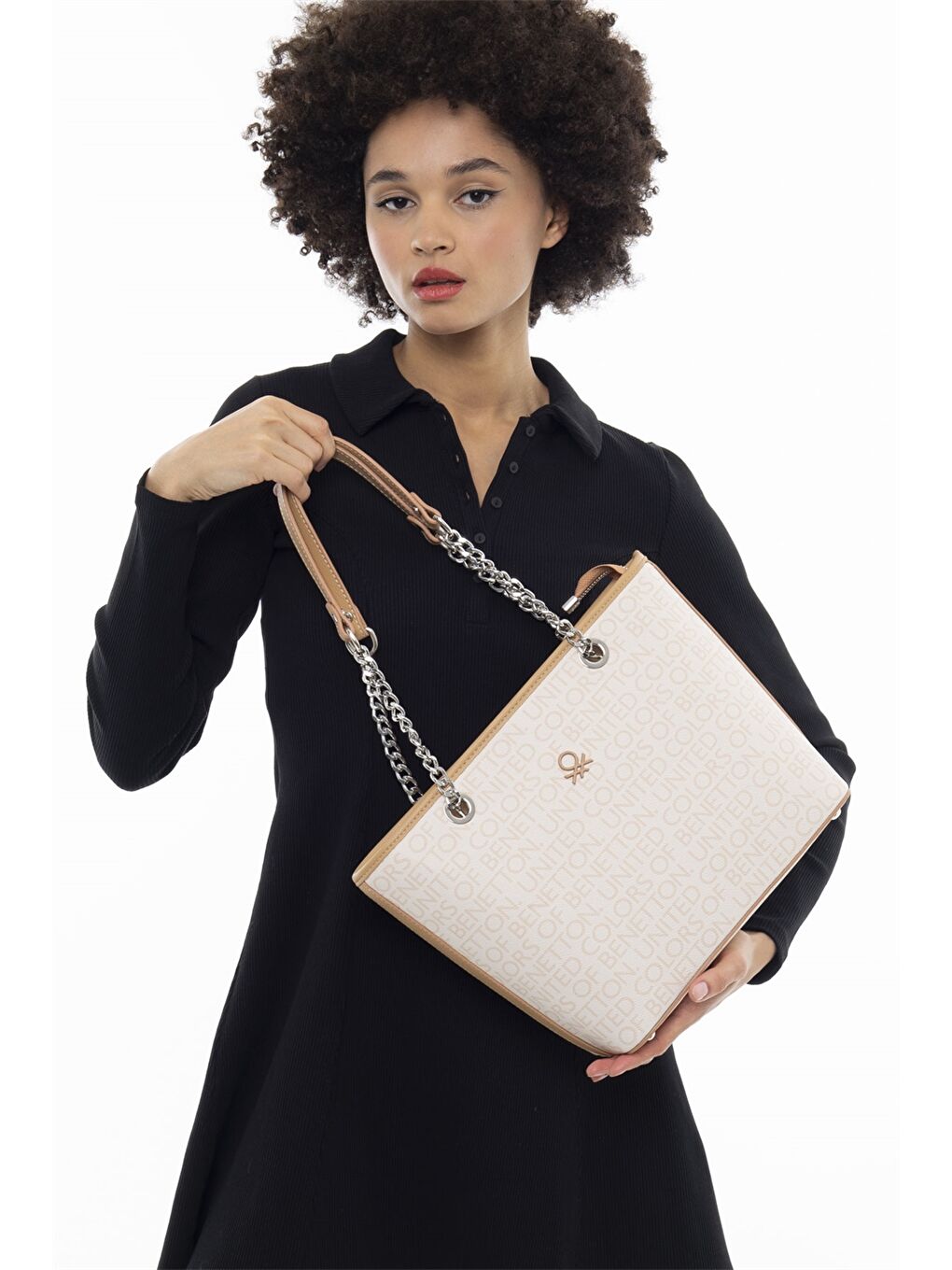 Bej Deri Görünümlü Kadın Çanta-1