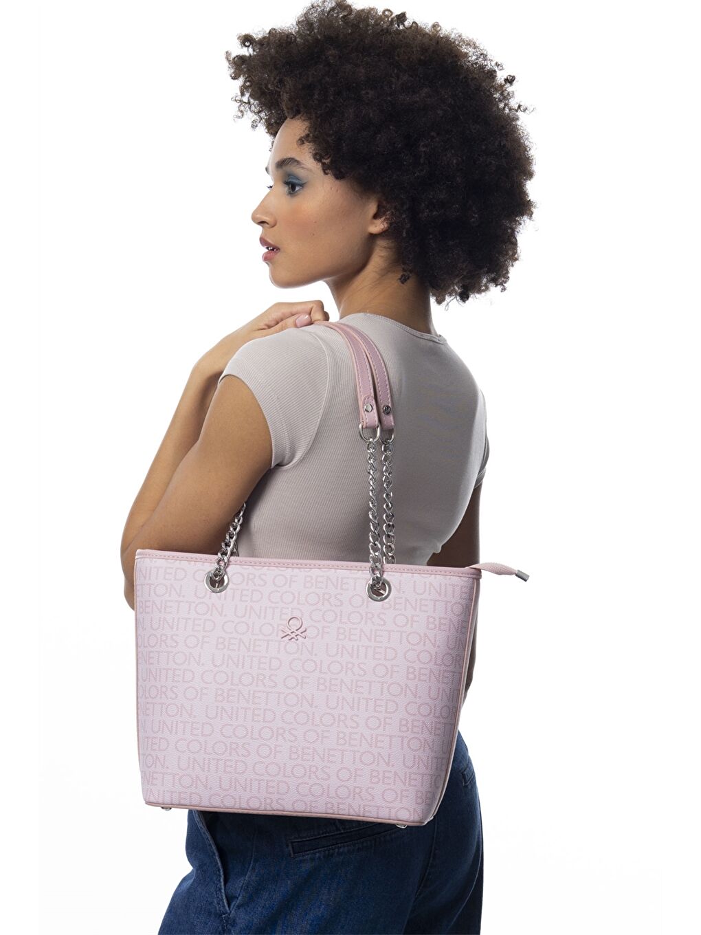 Pembe Deri Görünümlü Kadın Çanta-1