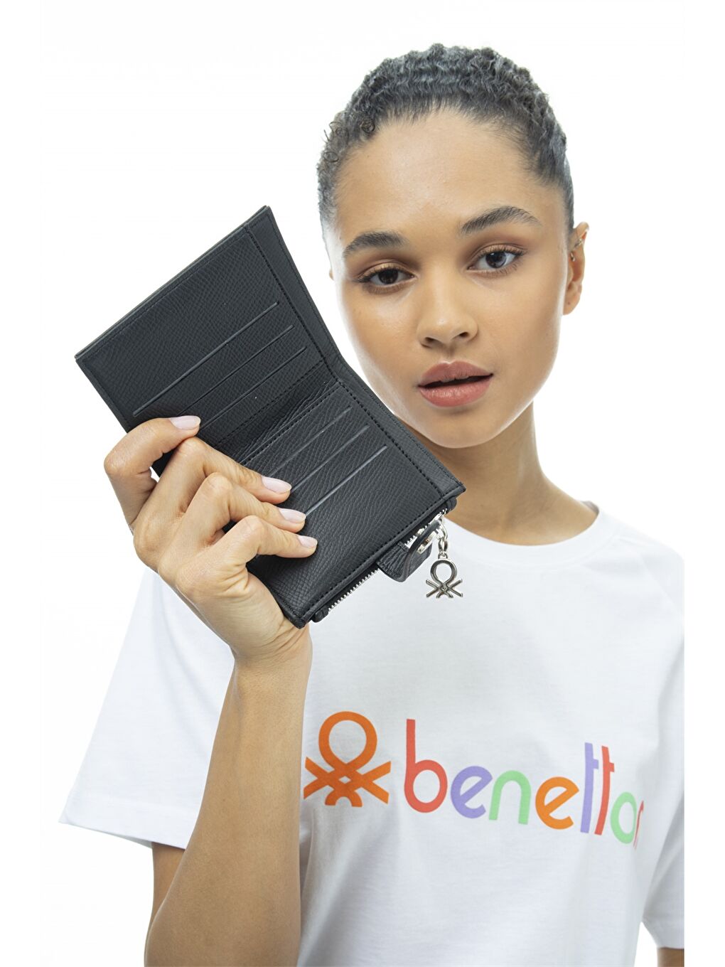 Siyah Deri Görünümlü Kadın Cüzdan-1