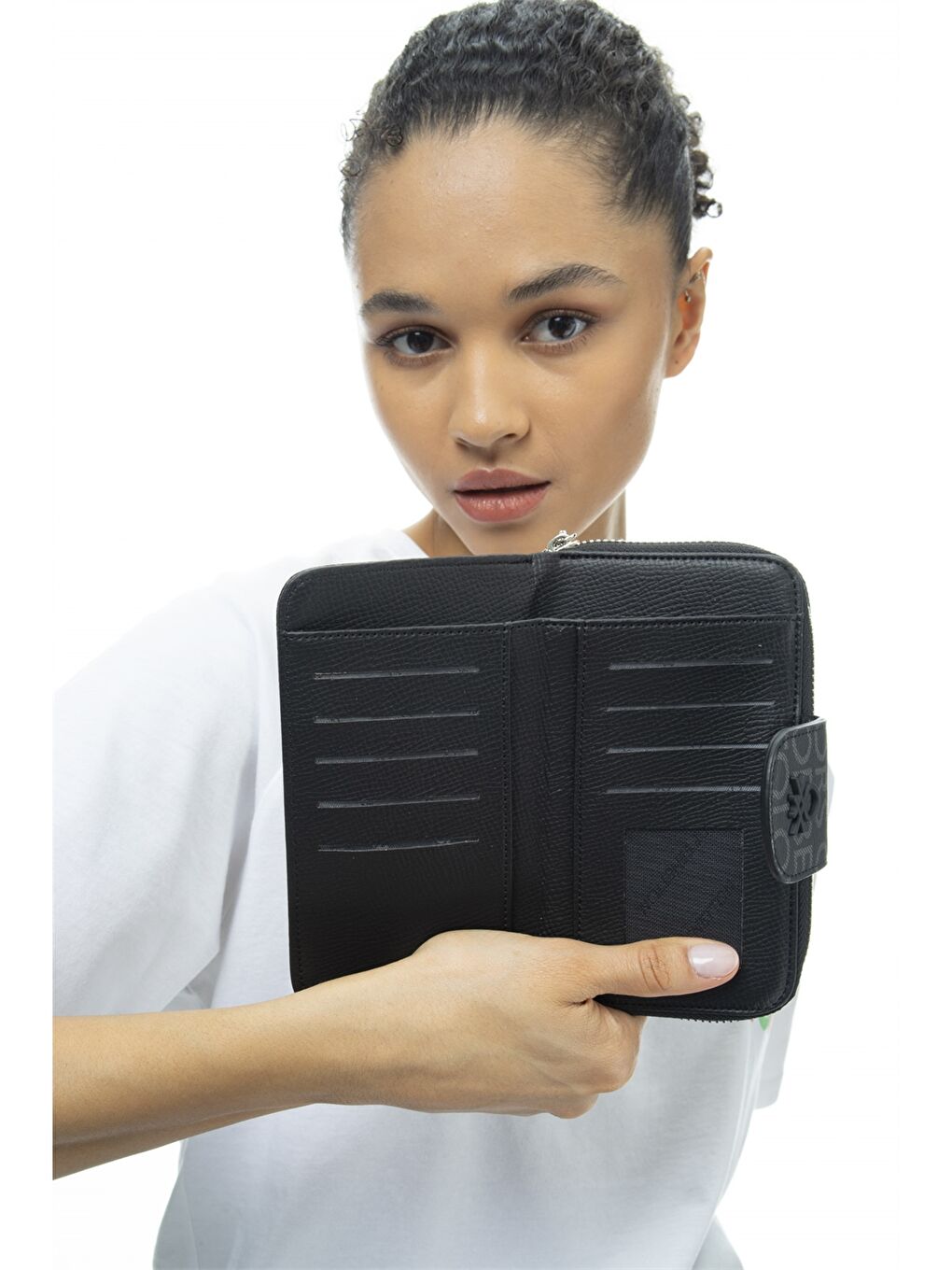 Siyah Deri Görünümlü Kadın Cüzdan-1