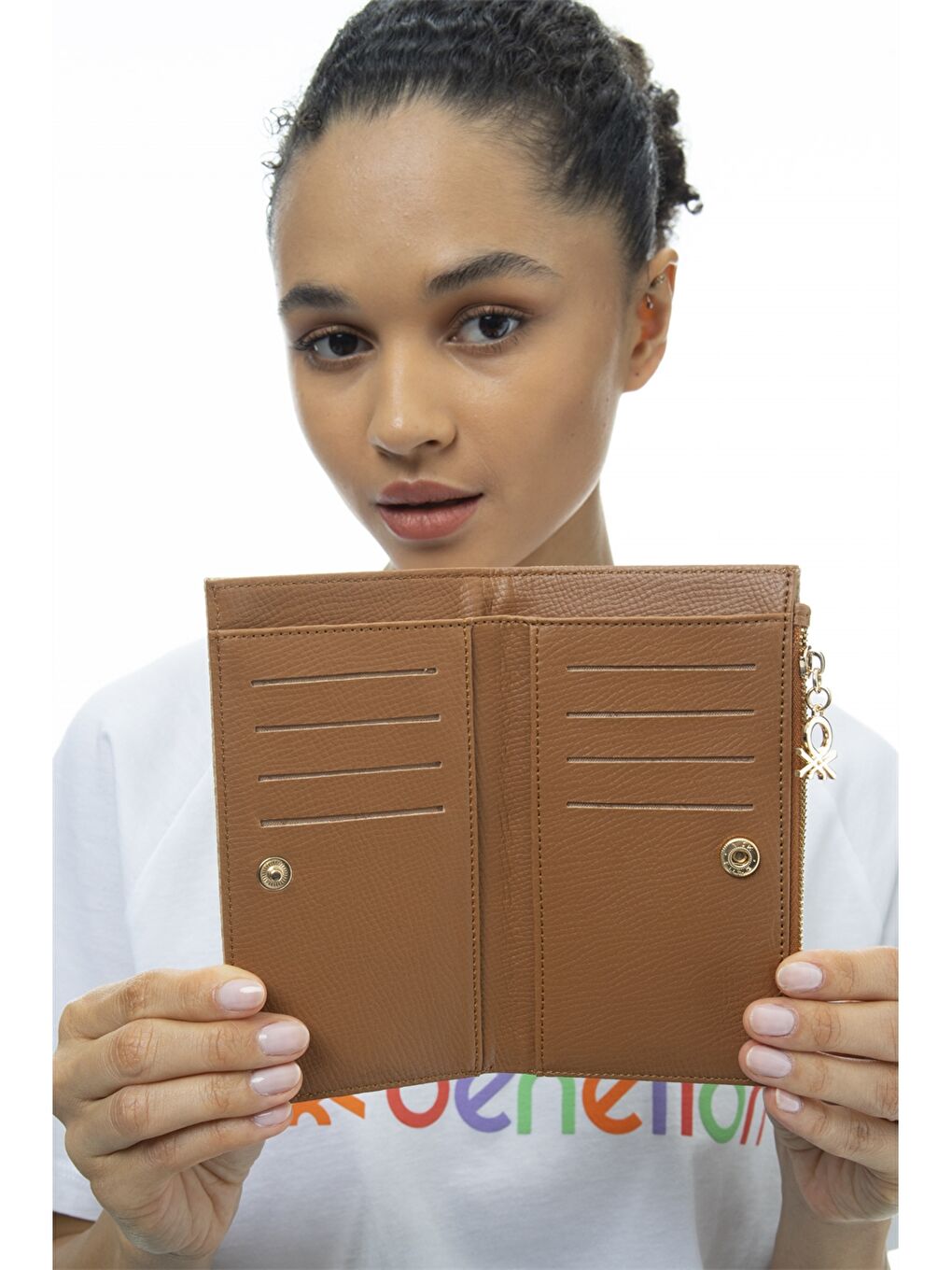 Bej Deri Görünümlü Kadın Cüzdan-1
