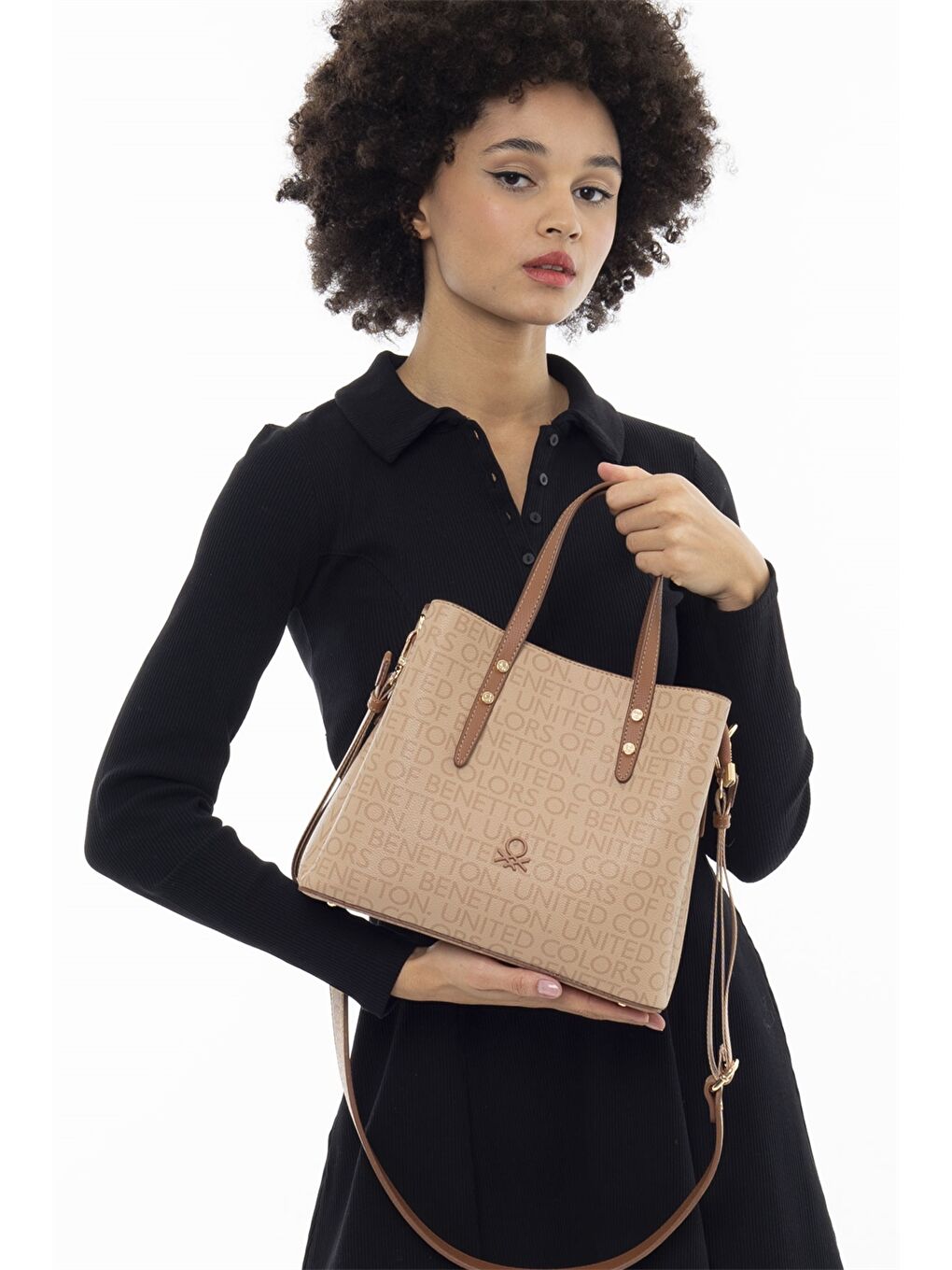 Bej Deri Görünümlü Kadın Çanta