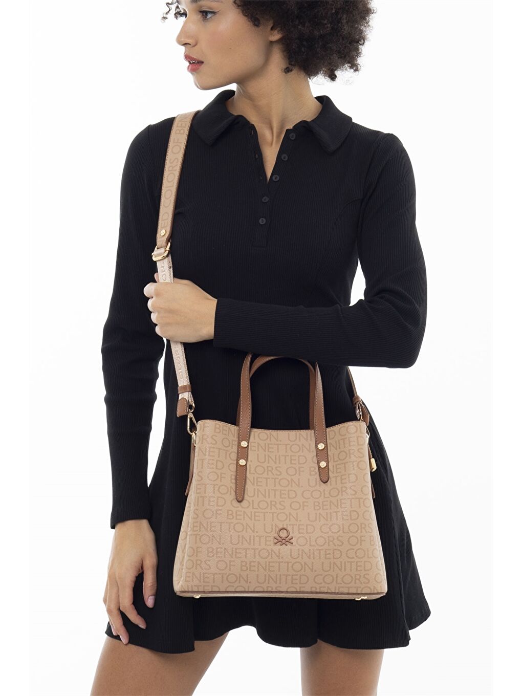 Bej Deri Görünümlü Kadın Çanta-1