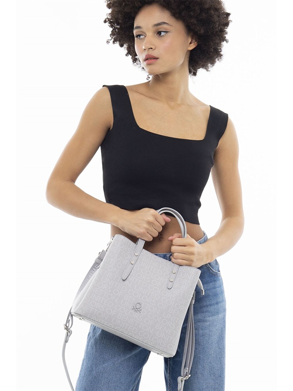 Gri Deri Görünümlü Kadın Çanta