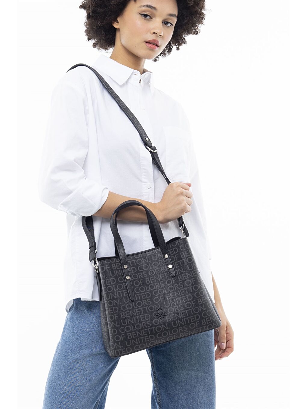 Siyah Deri Görünümlü Kadın Çanta-1