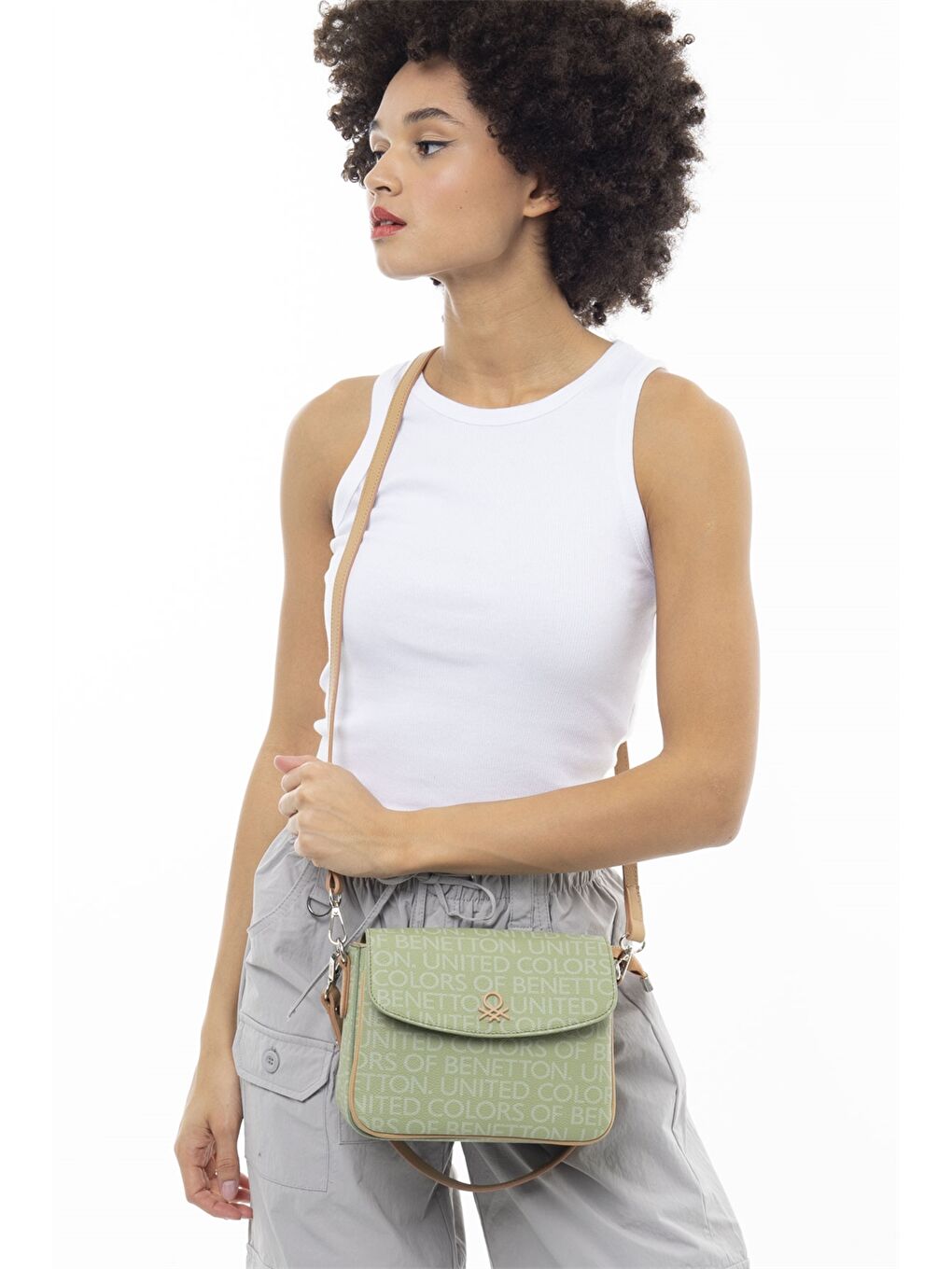 Yeşil Deri Görünümlü Kadın Çanta