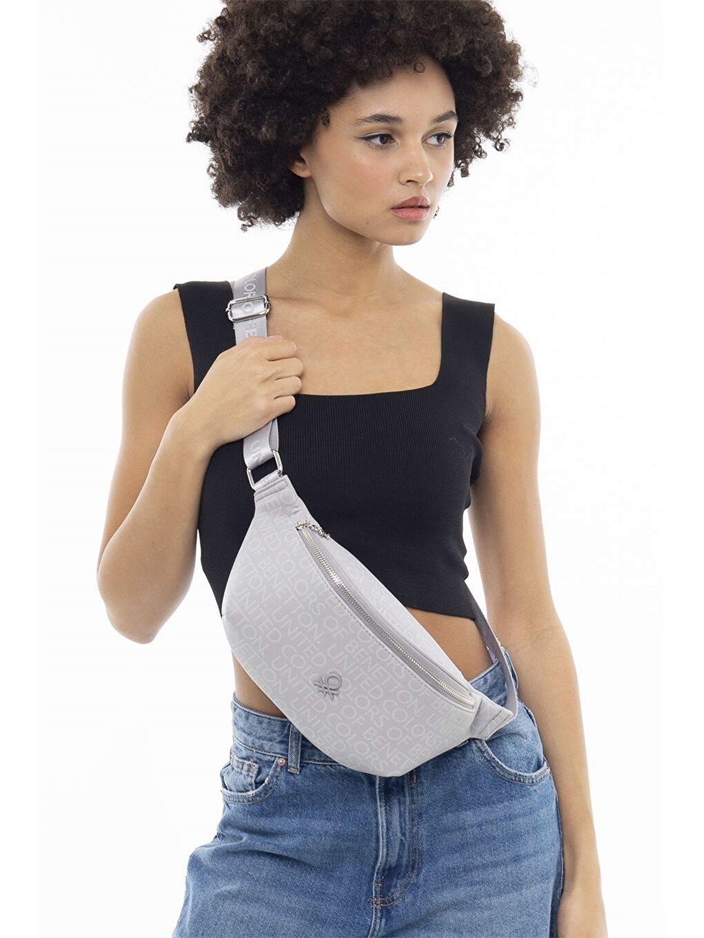 Gri Deri Görünümlü Kadın Çanta-1