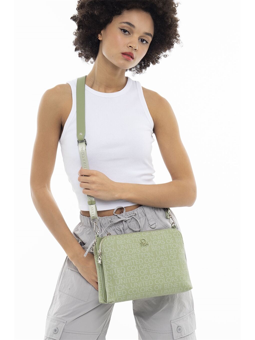 Yeşil Deri Görünümlü Kadın Çanta