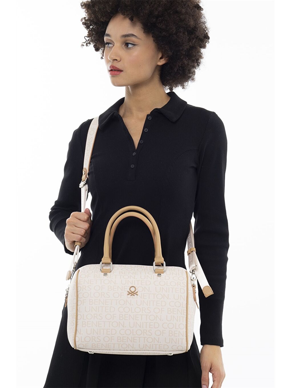 Bej Deri Görünümlü Kadın Çanta-1