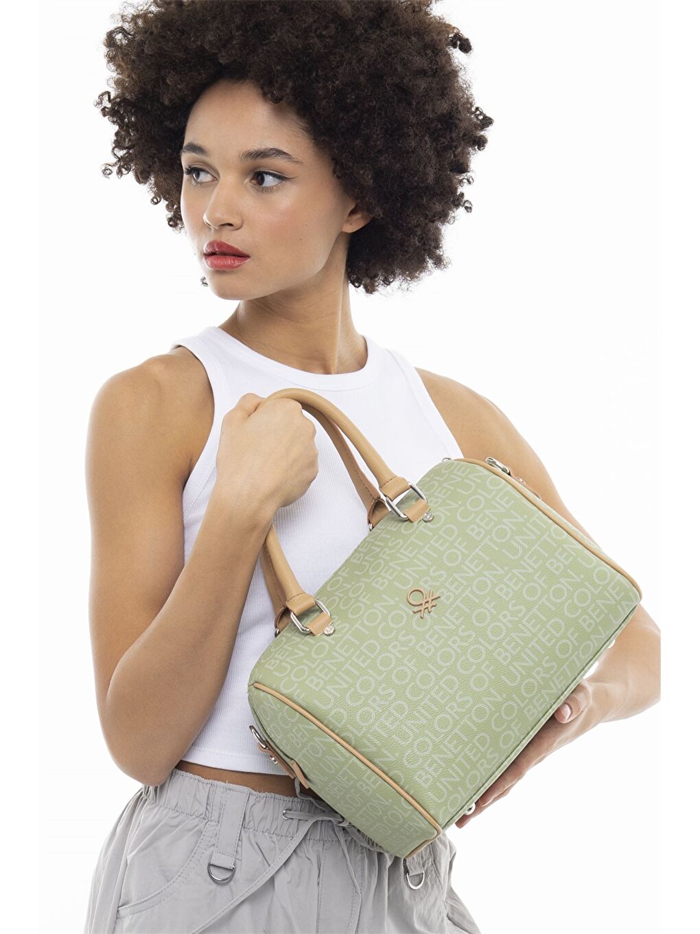 Yeşil Deri Görünümlü Kadın Çanta