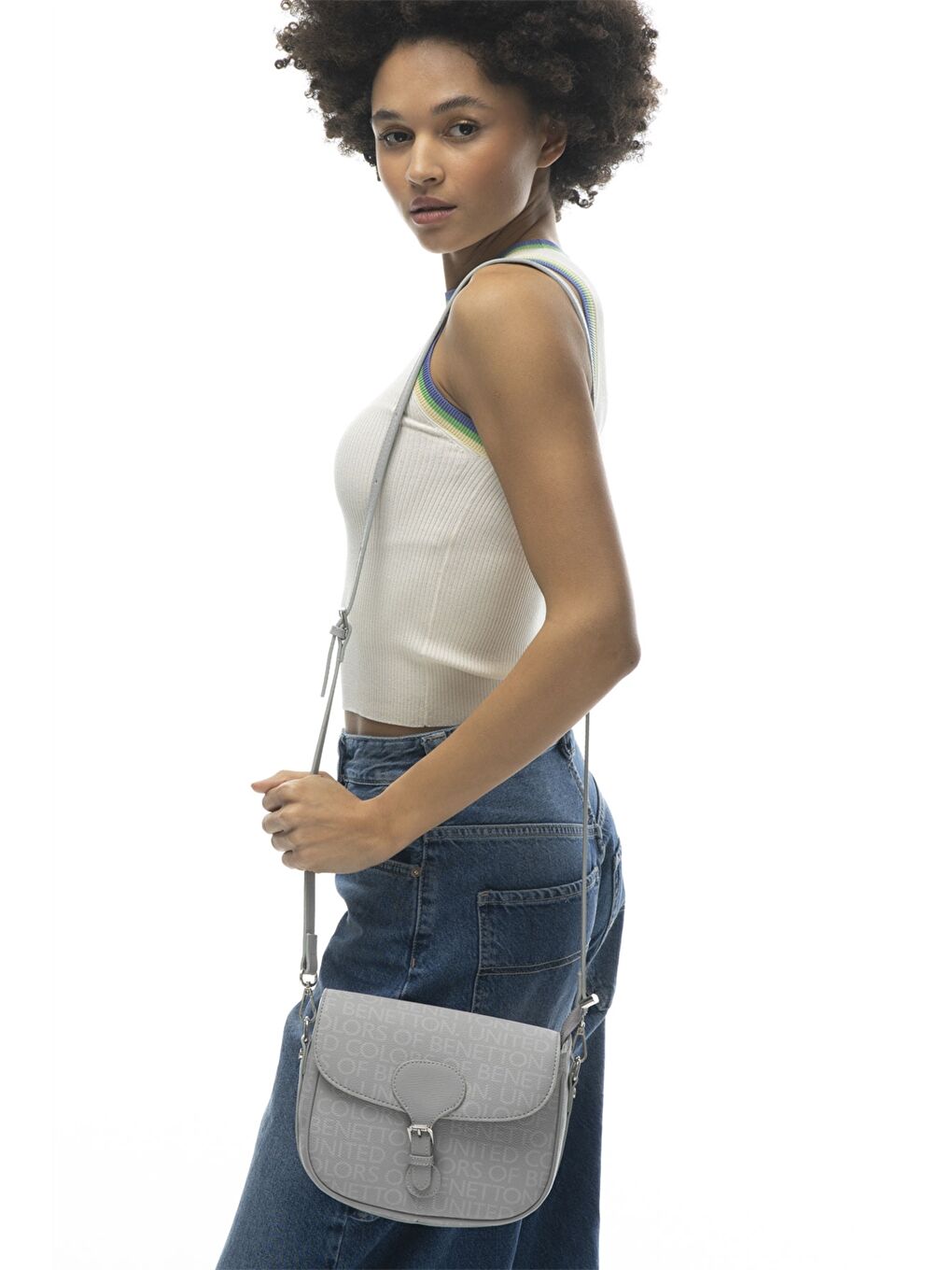 Gri Deri Görünümlü Kadın Çanta-1