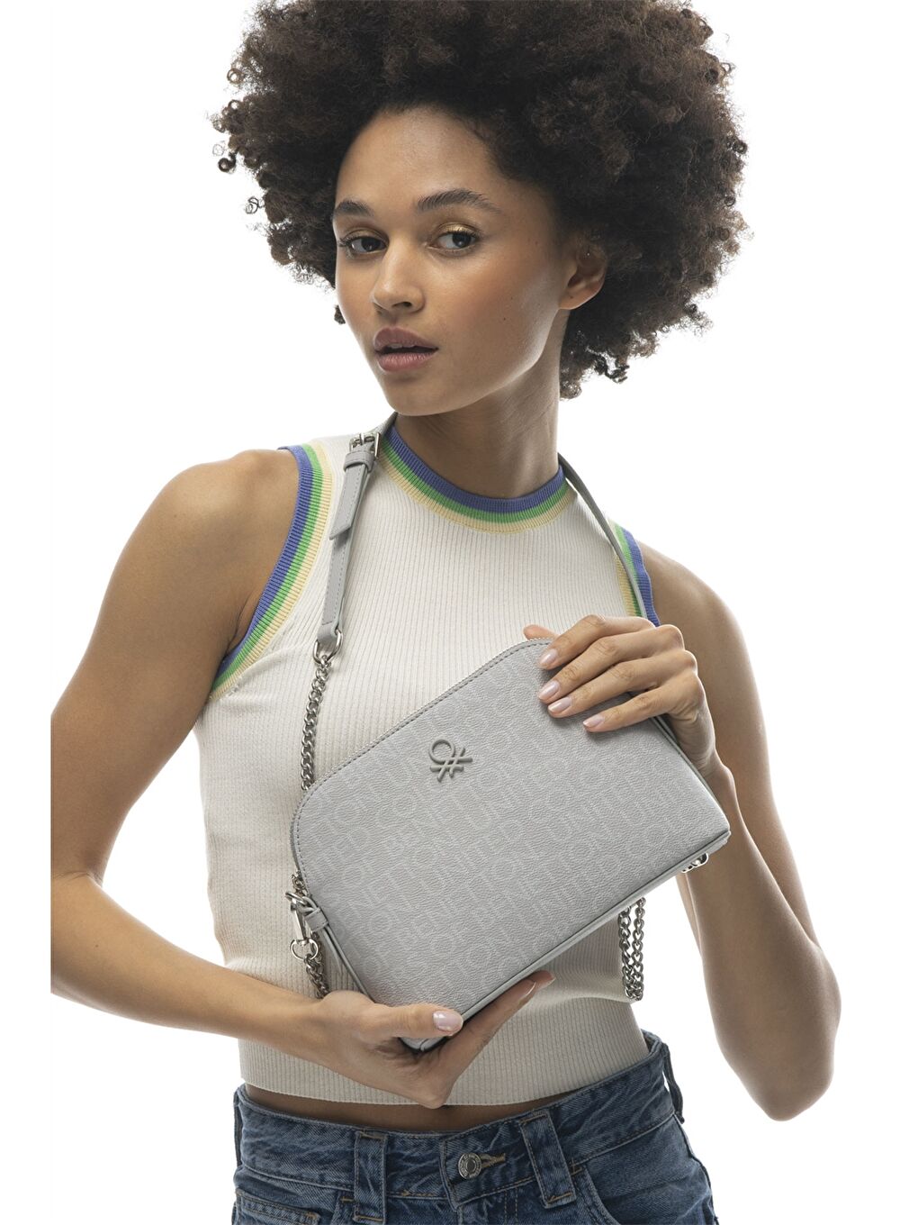 Gri Deri Görünümlü Kadın Çanta