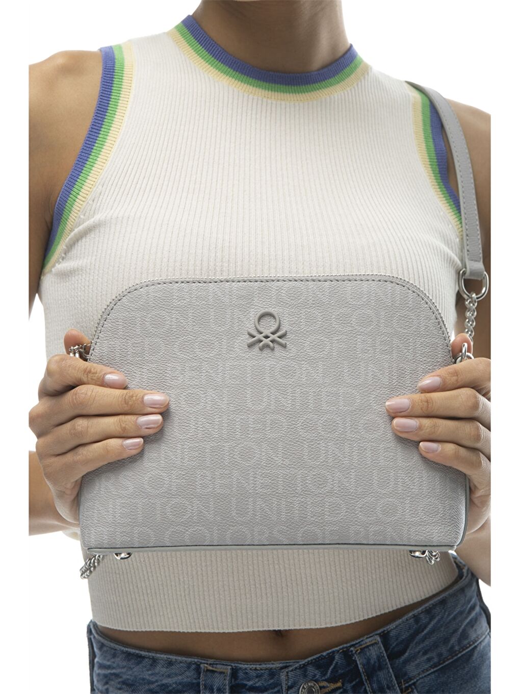 Gri Deri Görünümlü Kadın Çanta-1