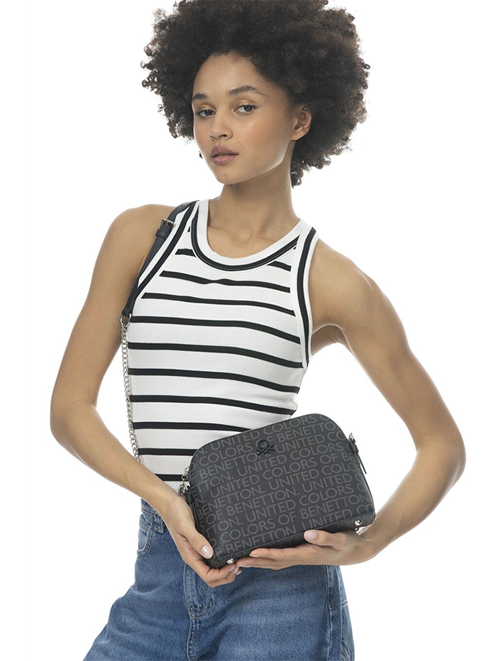 Siyah Deri Görünümlü Kadın Çanta-1