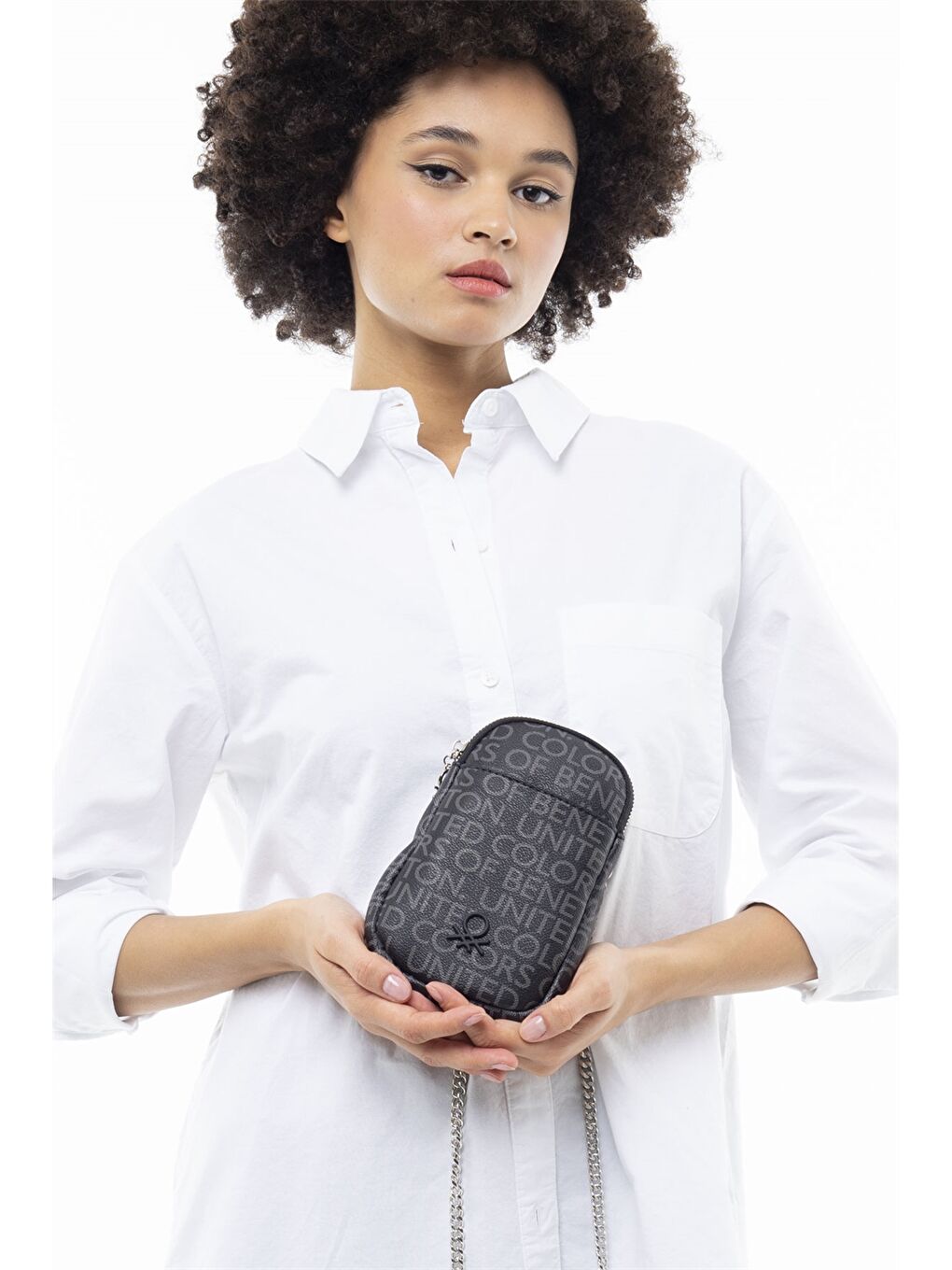 Siyah Deri Görünümlü Kadın Çanta