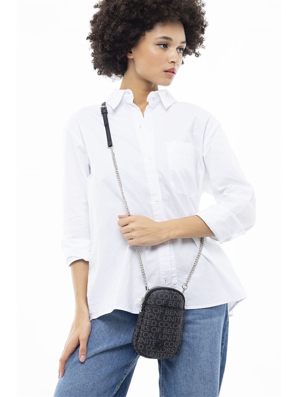 Siyah Deri Görünümlü Kadın Çanta-1