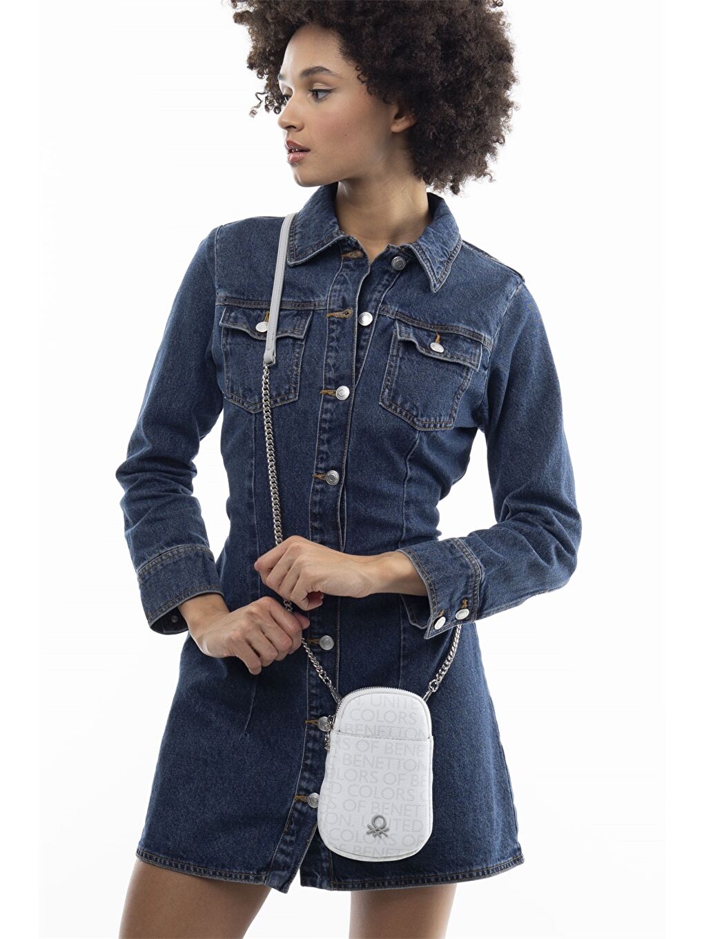 Beyaz Deri Görünümlü Kadın Çanta-1