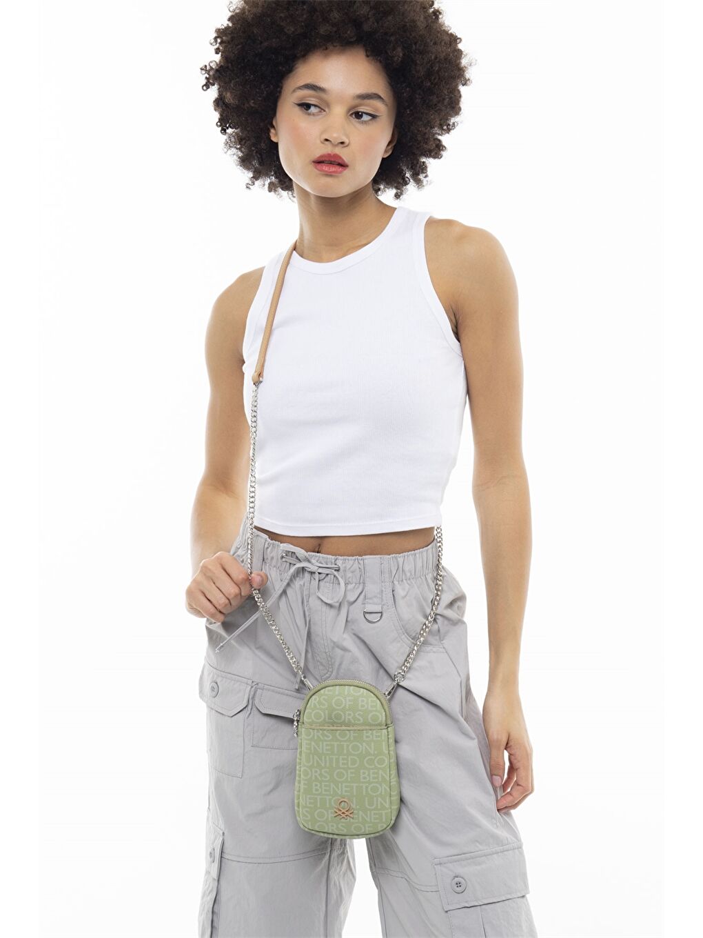 Yeşil Deri Görünümlü Kadın Çanta-1