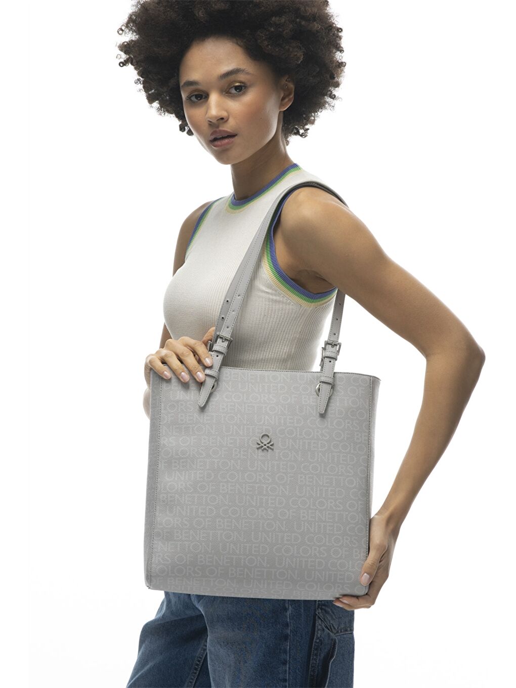 Gri Deri Görünümlü Kadın Çanta-1