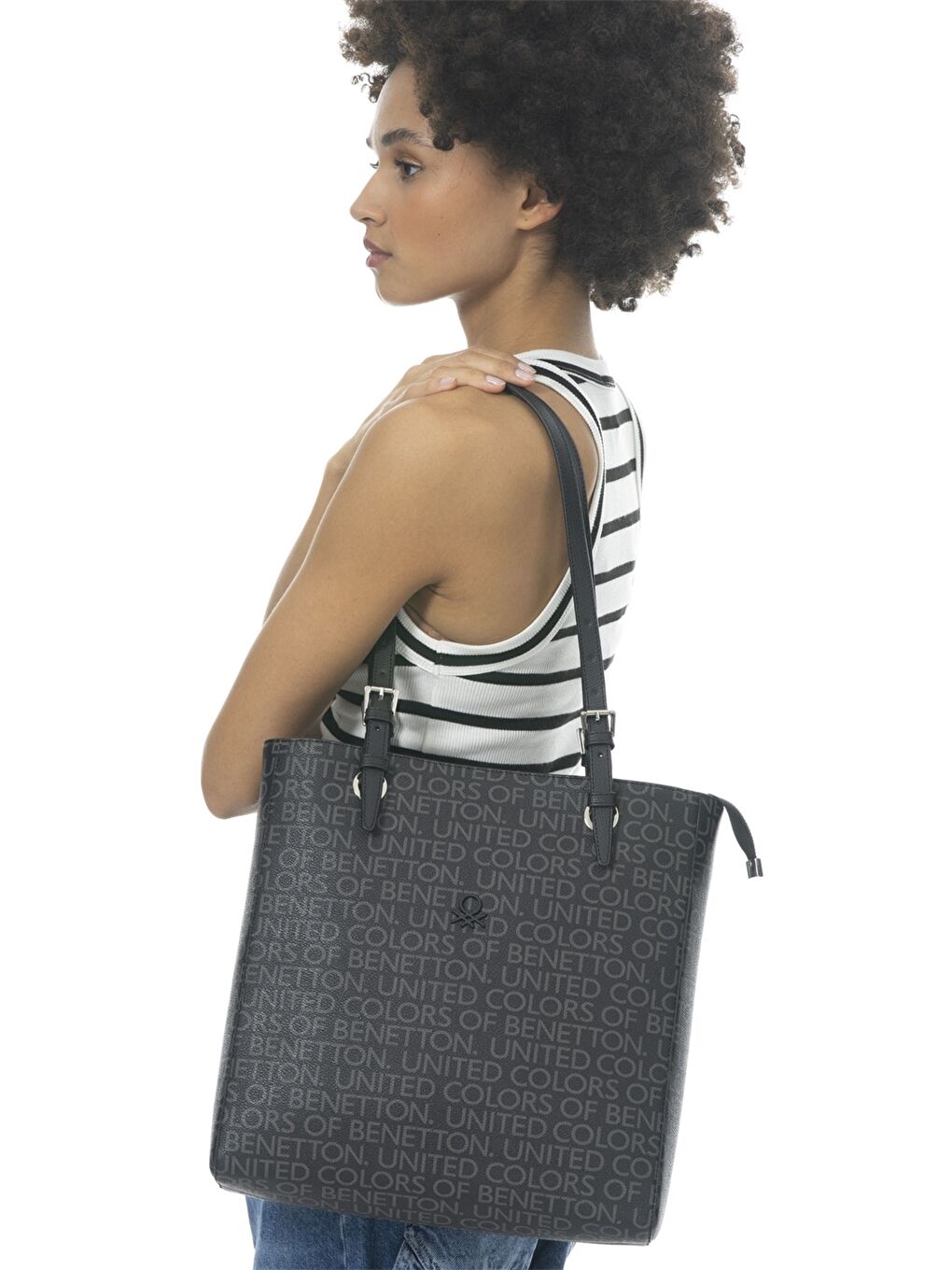 Siyah Deri Görünümlü Kadın Çanta-1