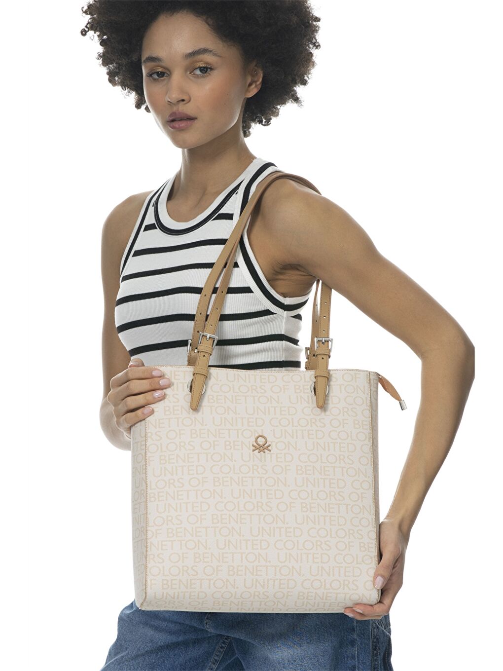 Bej Deri Görünümlü Kadın Çanta