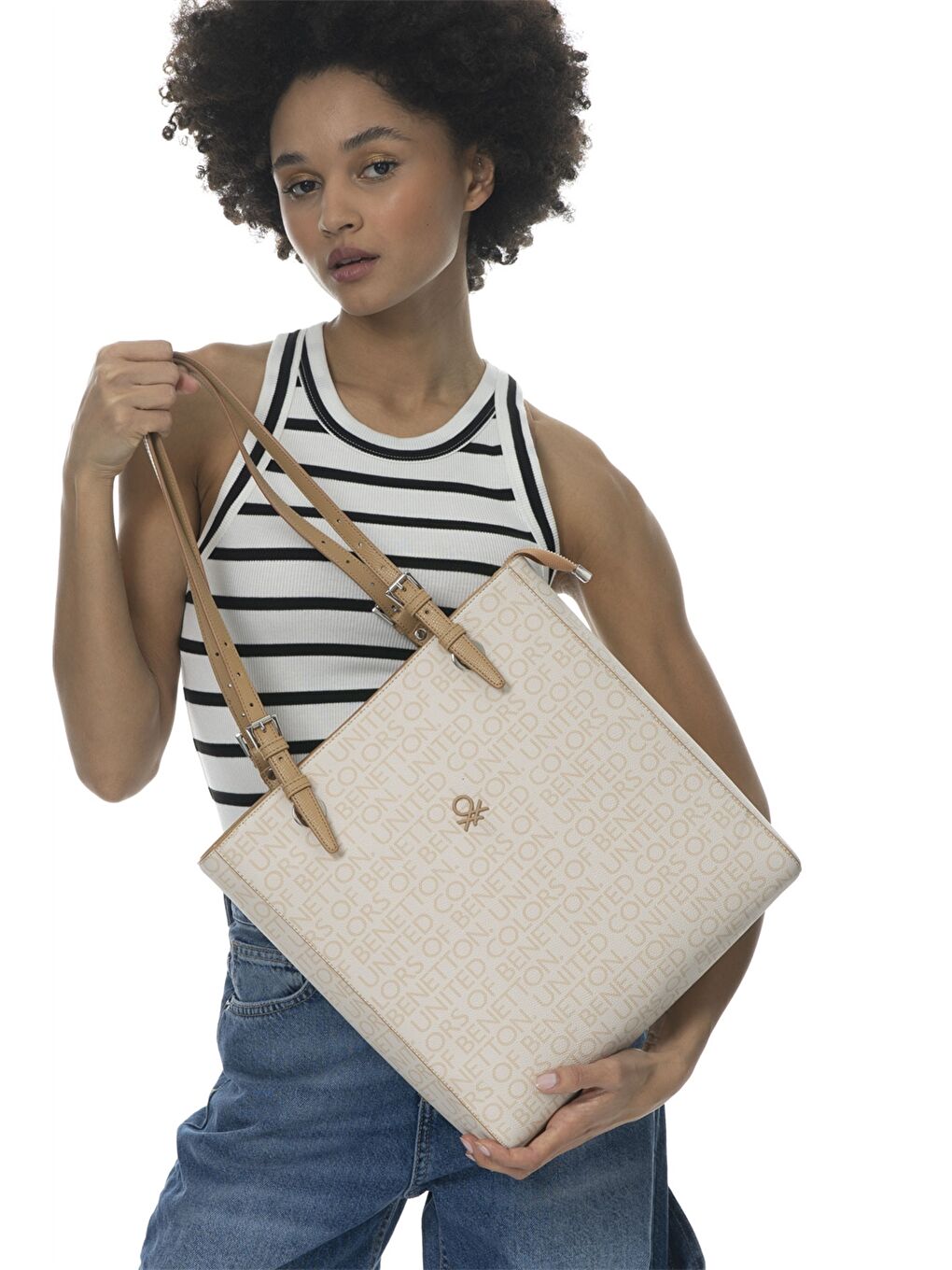 Bej Deri Görünümlü Kadın Çanta-1