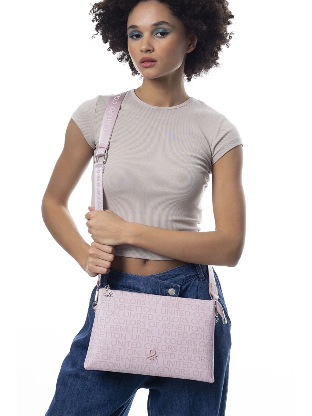 Pembe Deri Görünümlü Kadın Çanta