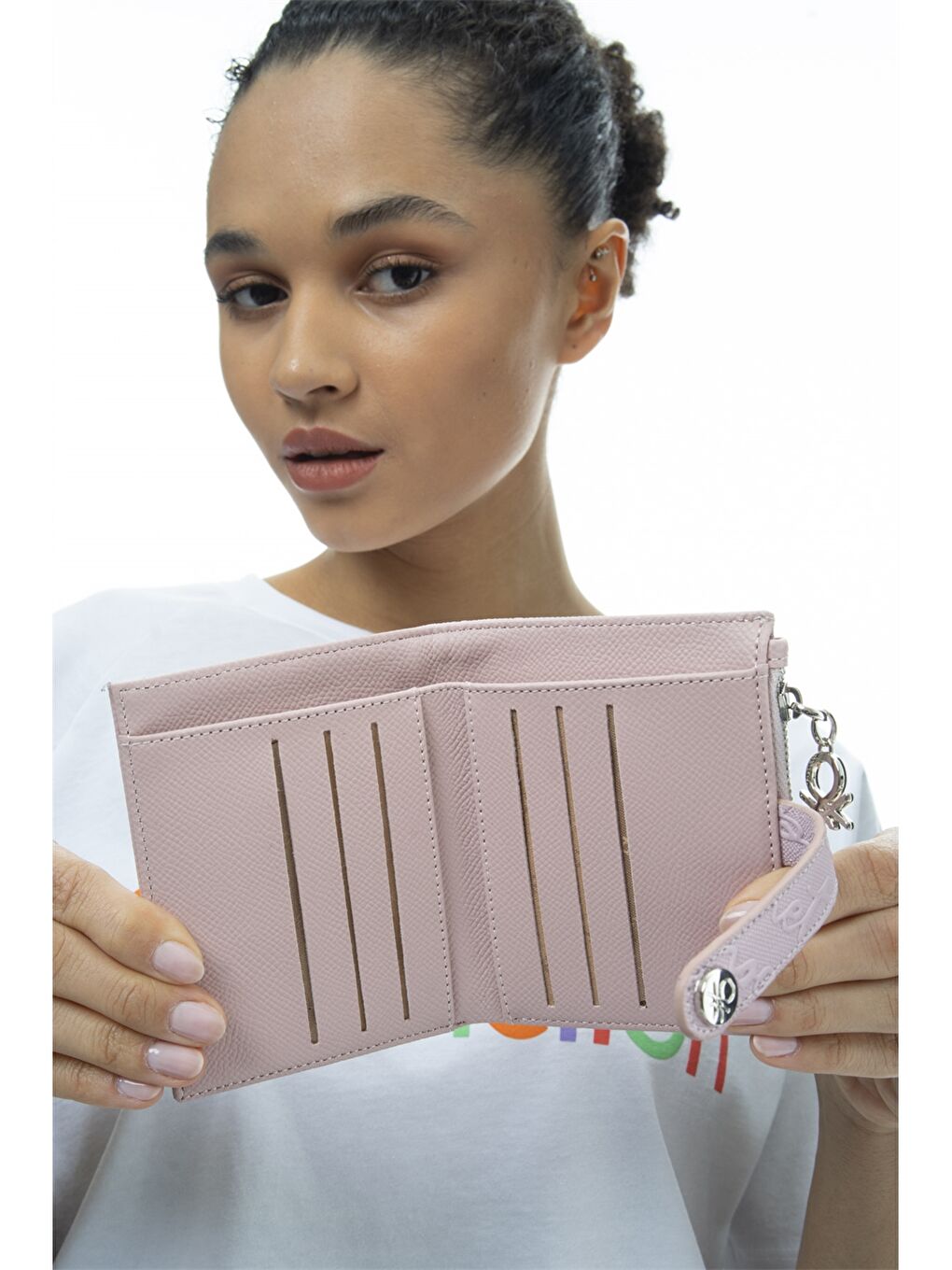 Pembe Deri Görünümlü Kadın Cüzdan-1