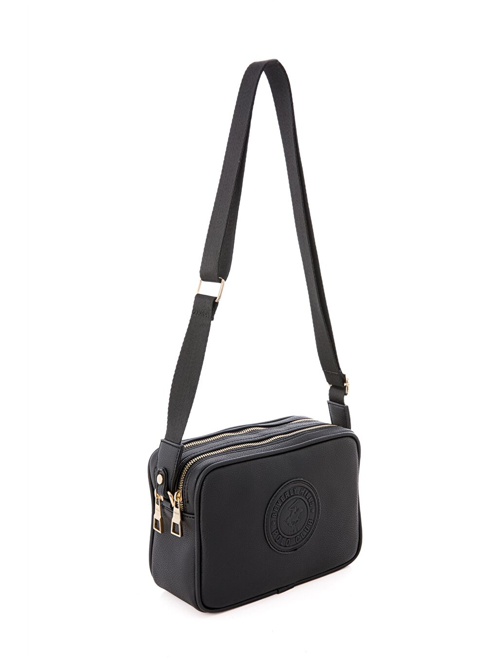 Siyah Deri Görünümlü Baskılı Kadın Çapraz Çanta-3