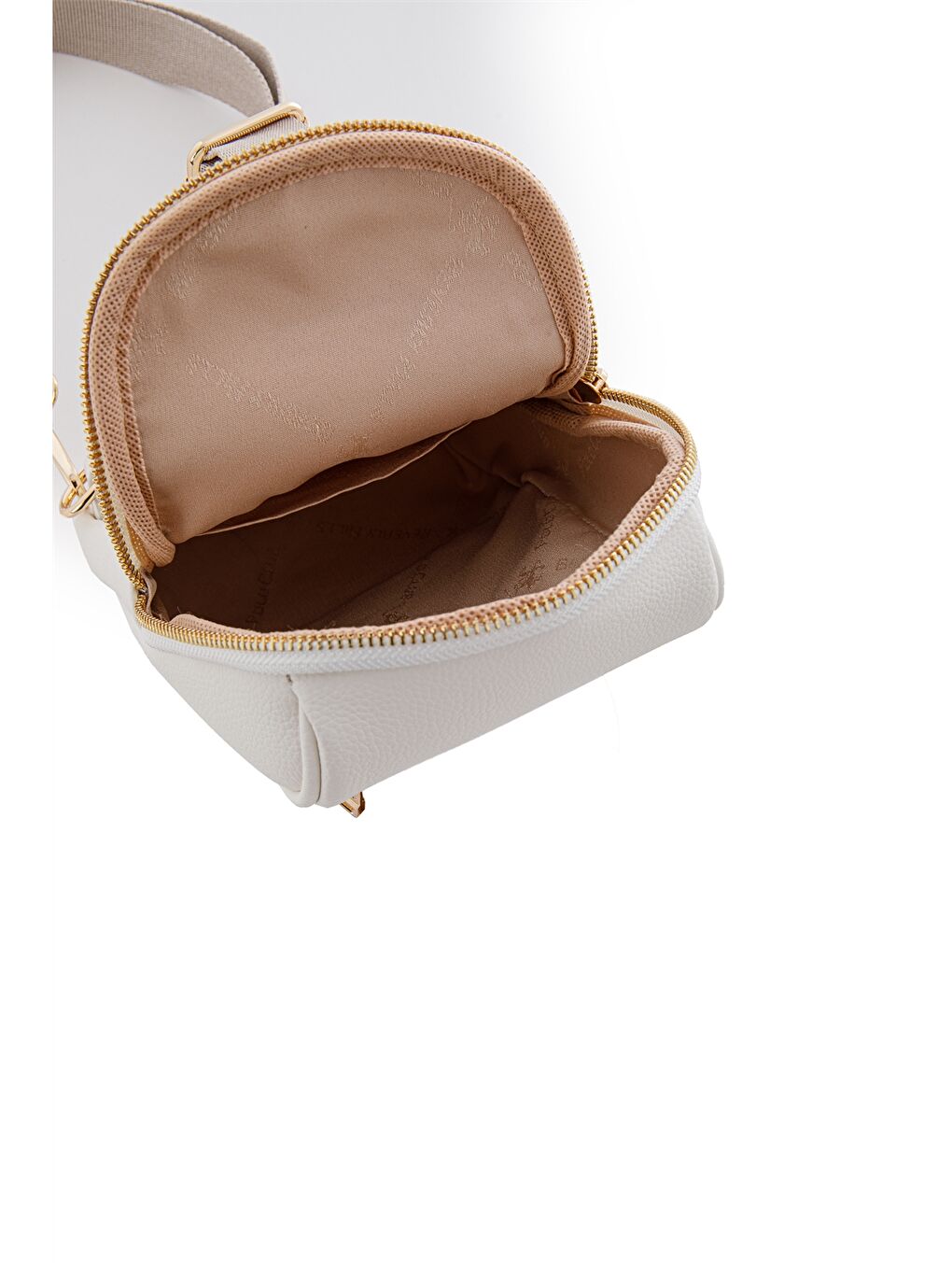 Beyaz Deri Görünümlü Baskılı Kadın Göğüs Çantası-5