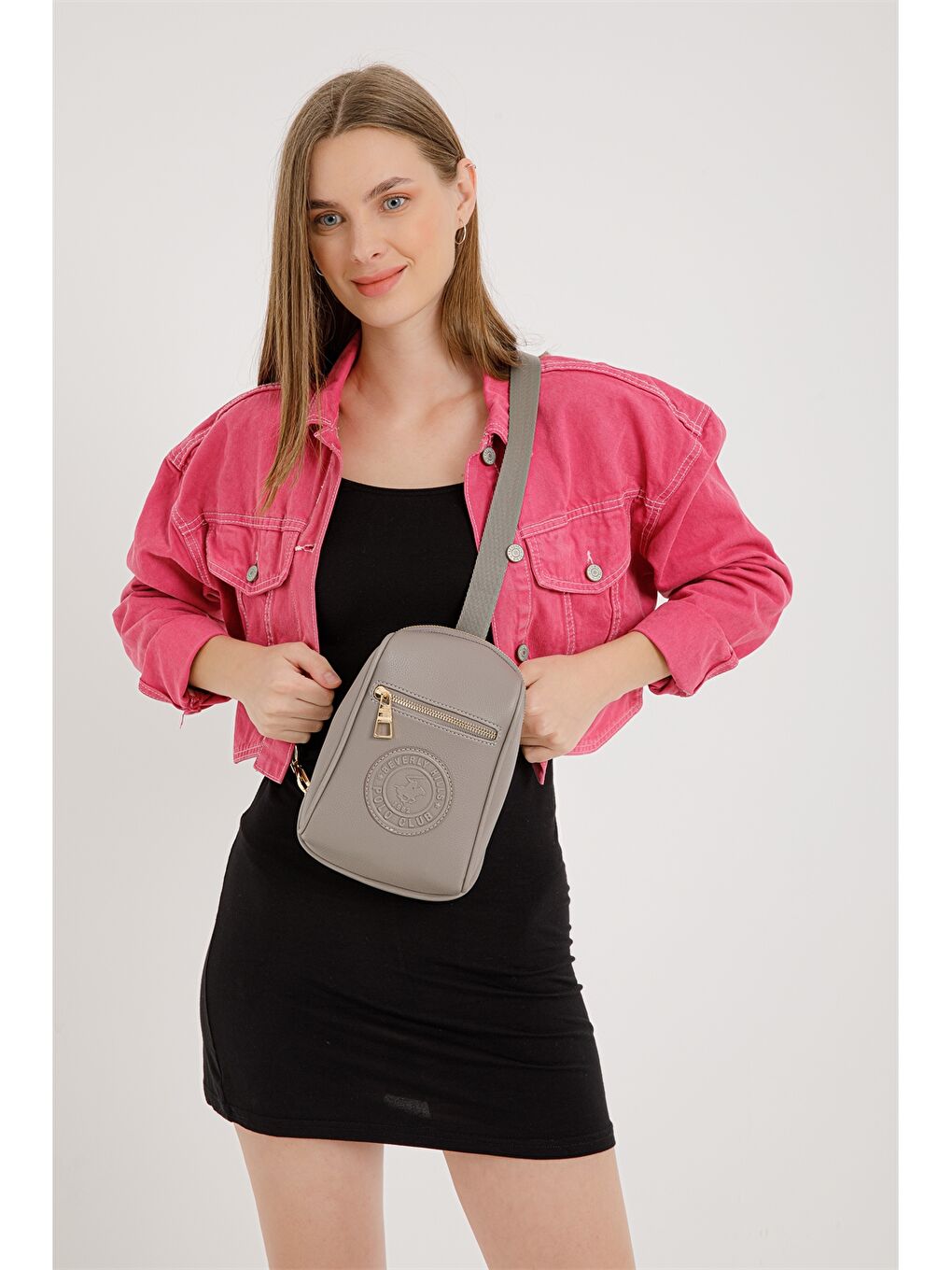 Kahverengi Deri Görünümlü Baskılı Kadın Göğüs Çantası