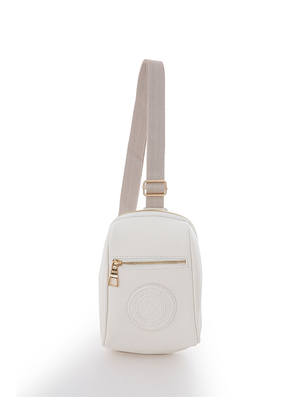 Beyaz Deri Görünümlü Baskılı Kadın Göğüs Çantası-2