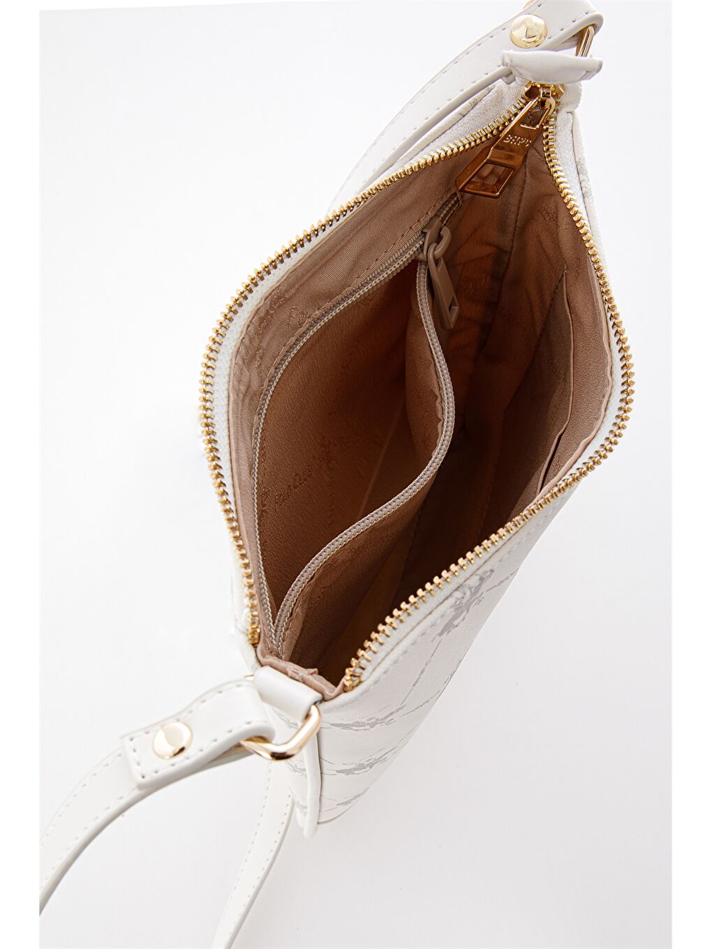 Beyaz Deri Görünümlü Baskılı Kadın Omuz Çantası-4