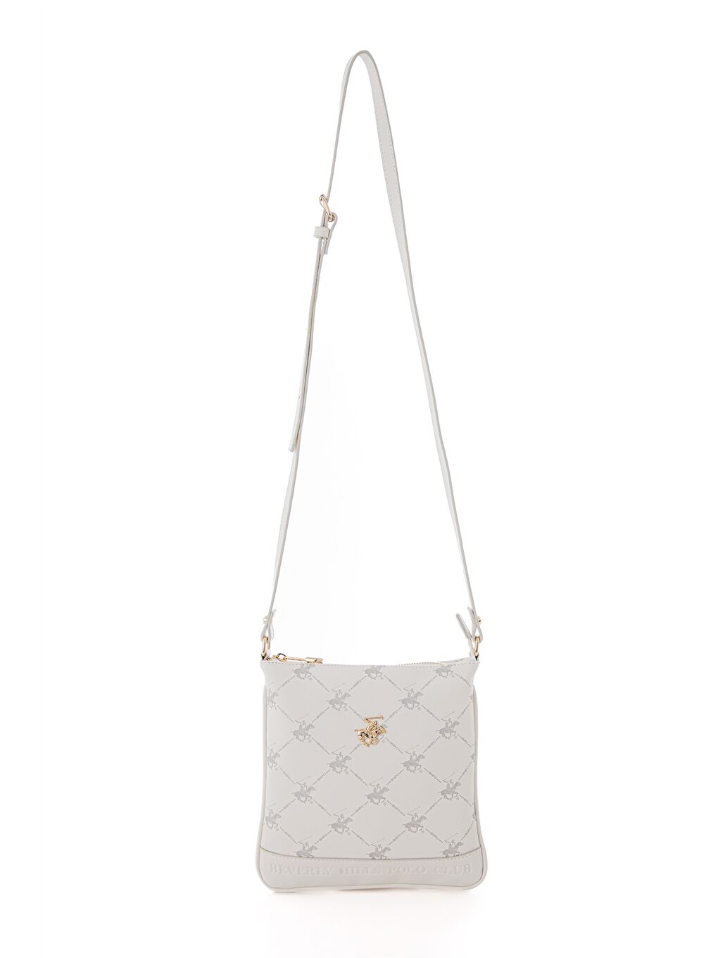 Beyaz Deri Görünümlü Baskılı Kadın Omuz Çantası-1