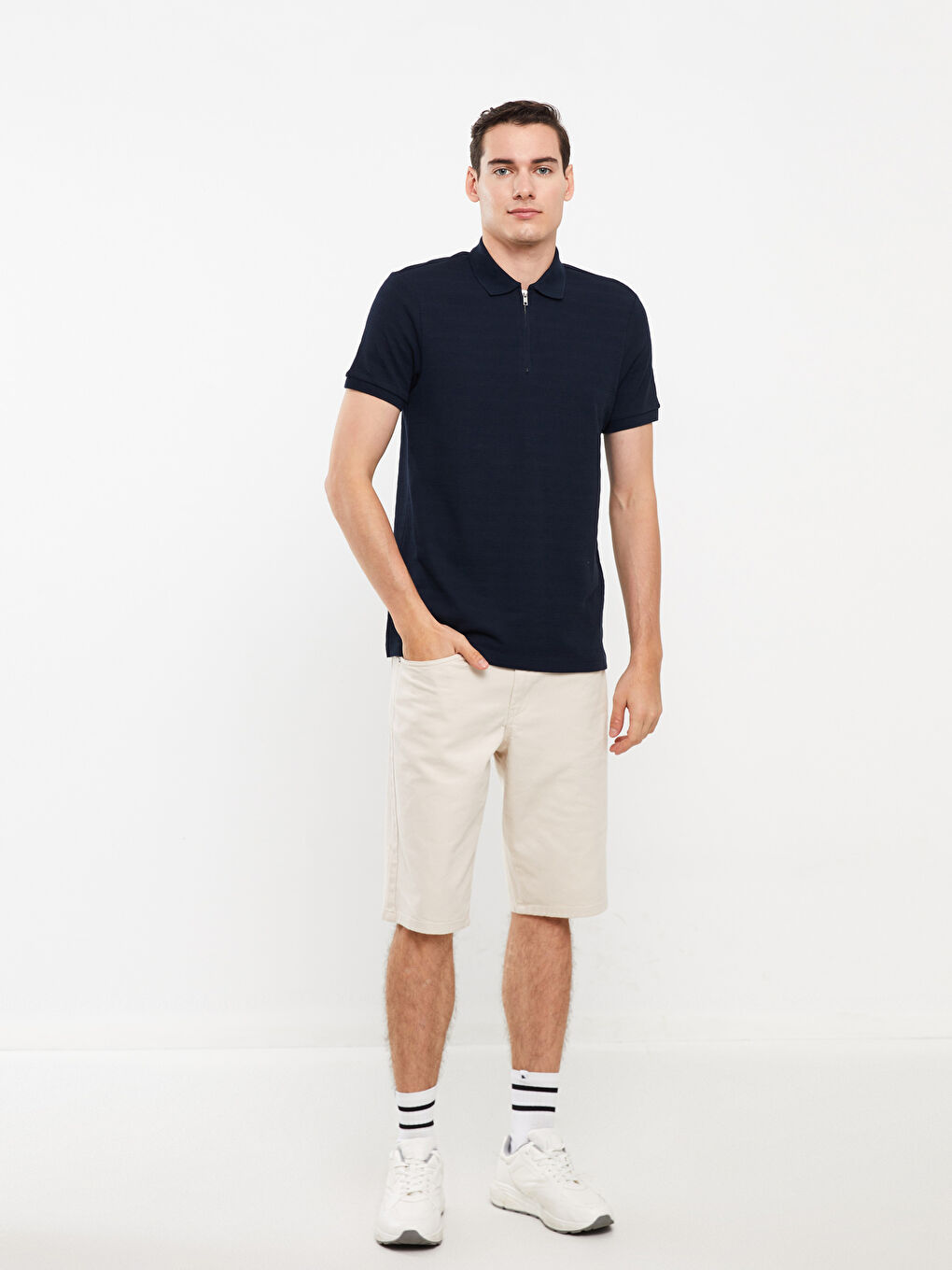 Polo Neck Short Sleeve Men's T-Shirt-1