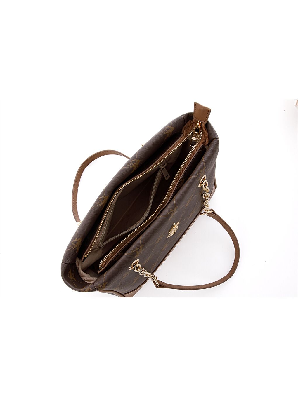 Kahverengi Deri Görünümlü Baskılı Kadın Omuz Çantası-5