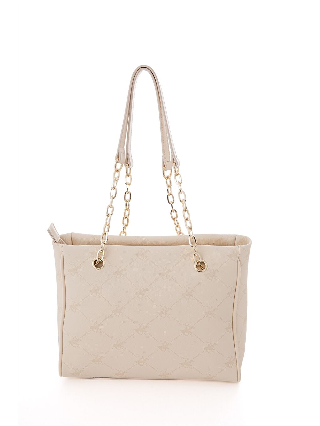 Bej Deri Görünümlü Baskılı Kadın Omuz Çantası-4