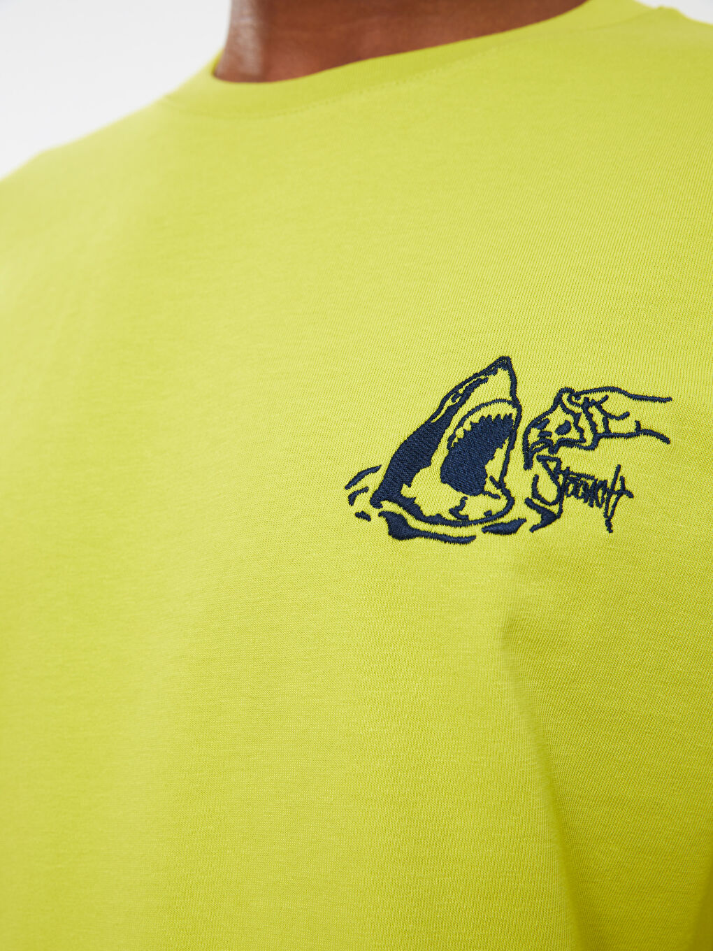 Yeşil Bisiklet Yaka Kısa Kollu Baskılı Penye Erkek Tişört-4