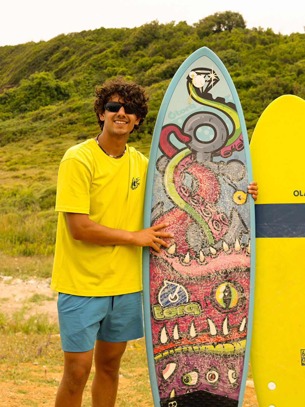 Yeşil Bisiklet Yaka Kısa Kollu Baskılı Penye Erkek Tişört