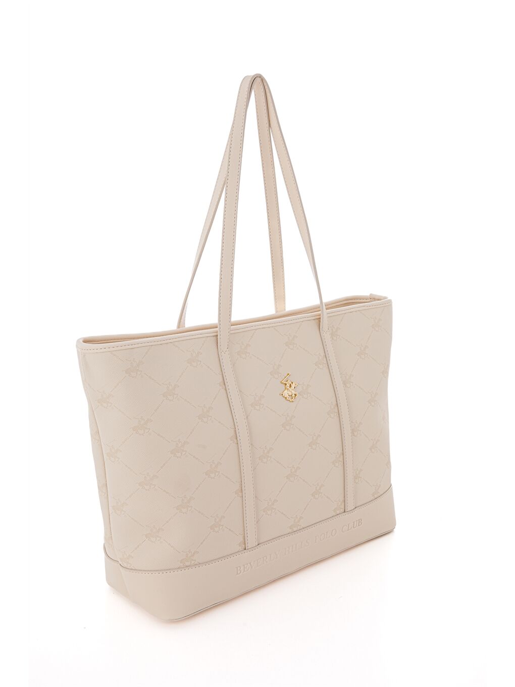 Bej Deri Görünümlü Baskılı Kadın Tote Çanta-2