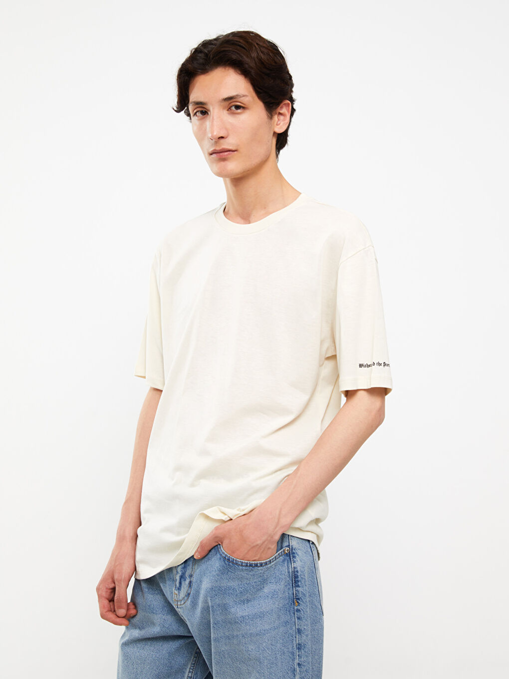 Crew Neck Short Sleeve Printed Combed Cotton Men's T-shirt-1