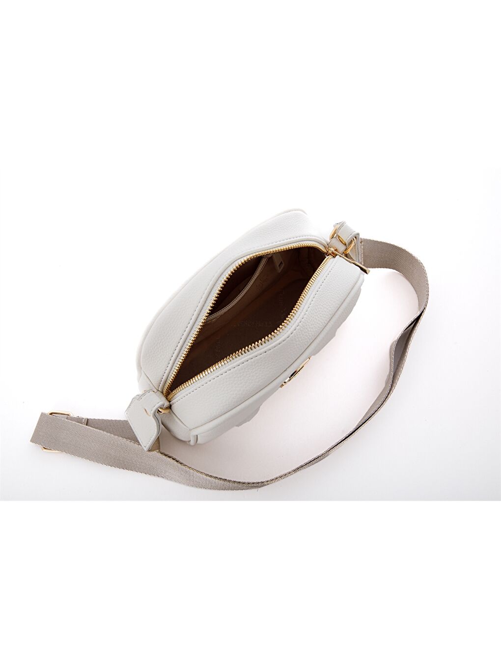 Beyaz Deri Görünümlü Baskılı Kadın Çapraz Çanta-4