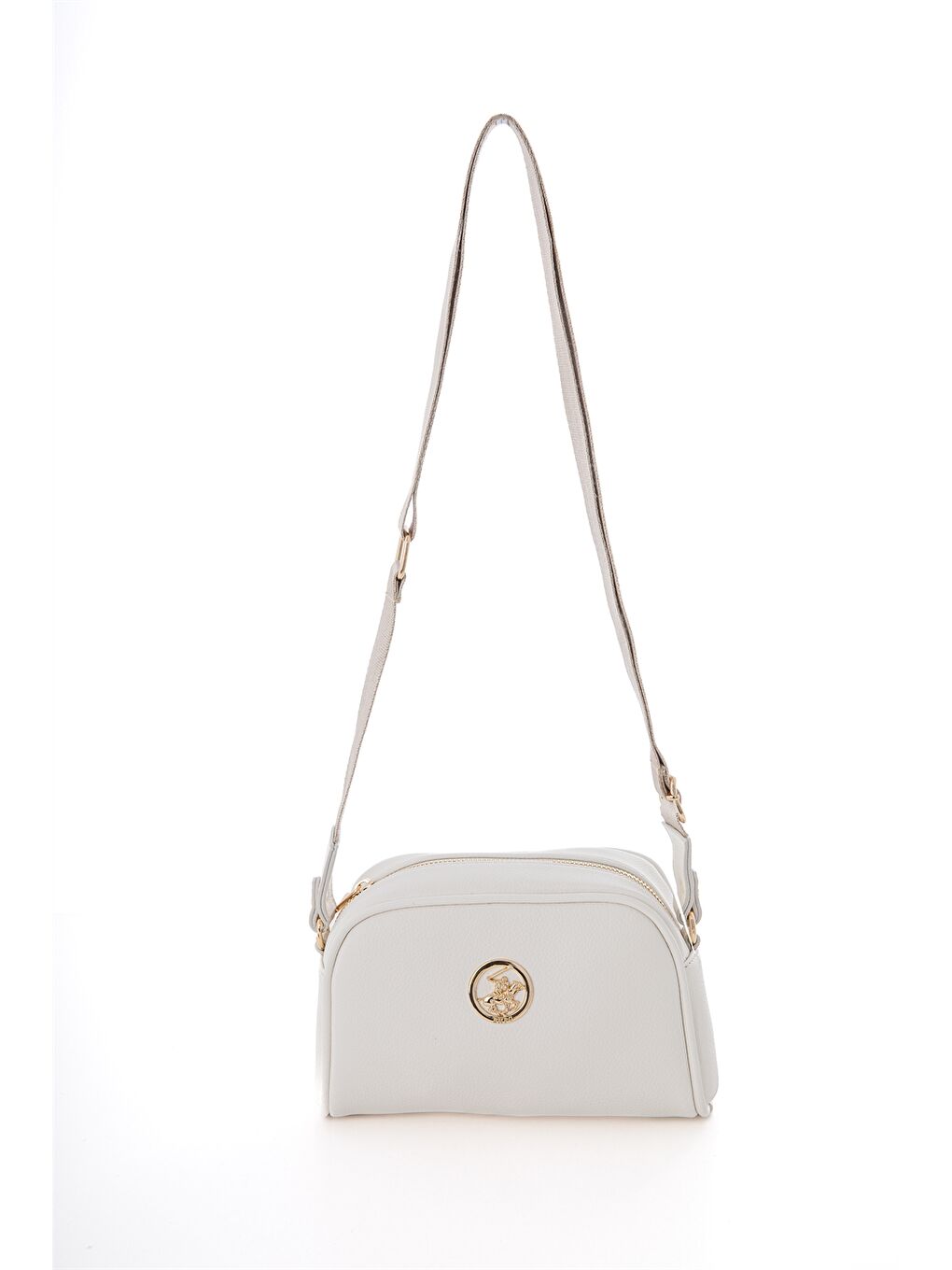 Beyaz Deri Görünümlü Baskılı Kadın Çapraz Çanta-1