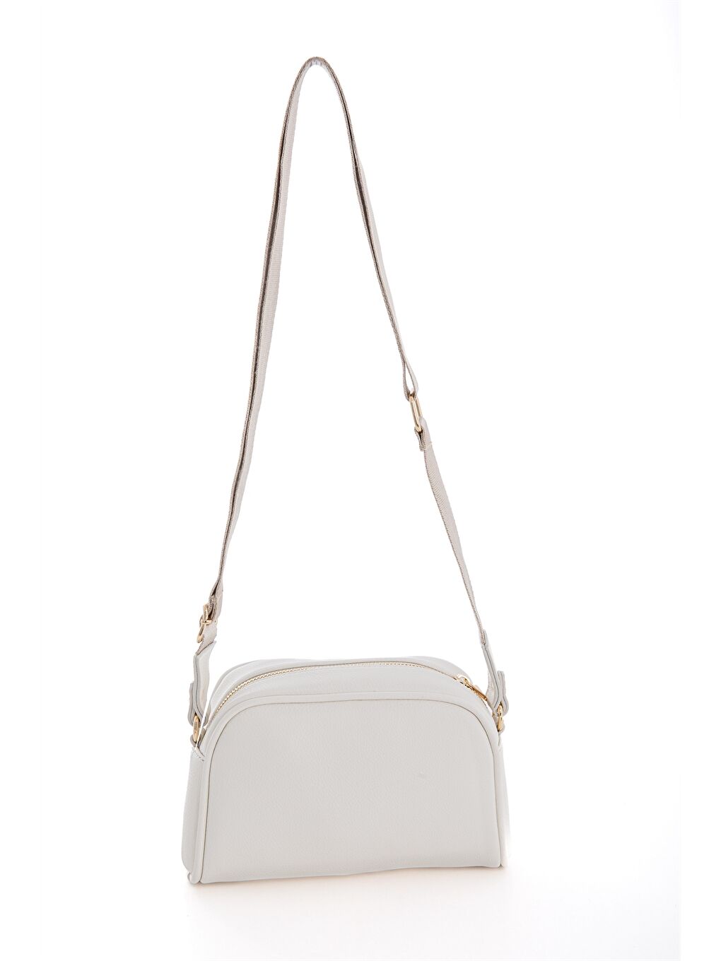 Beyaz Deri Görünümlü Baskılı Kadın Çapraz Çanta-3