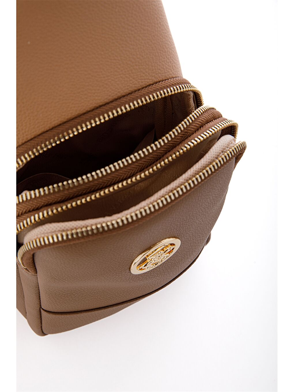 Kahverengi Deri Görünümlü Baskılı Kadın Göğüs Çantası-4