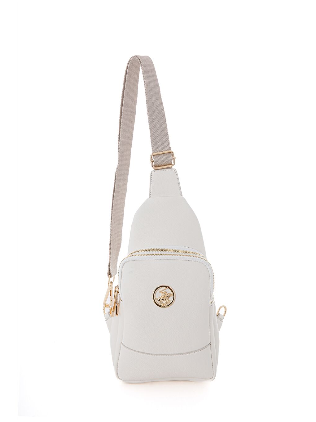 Beyaz Deri Görünümlü Baskılı Kadın Göğüs Çantası-1