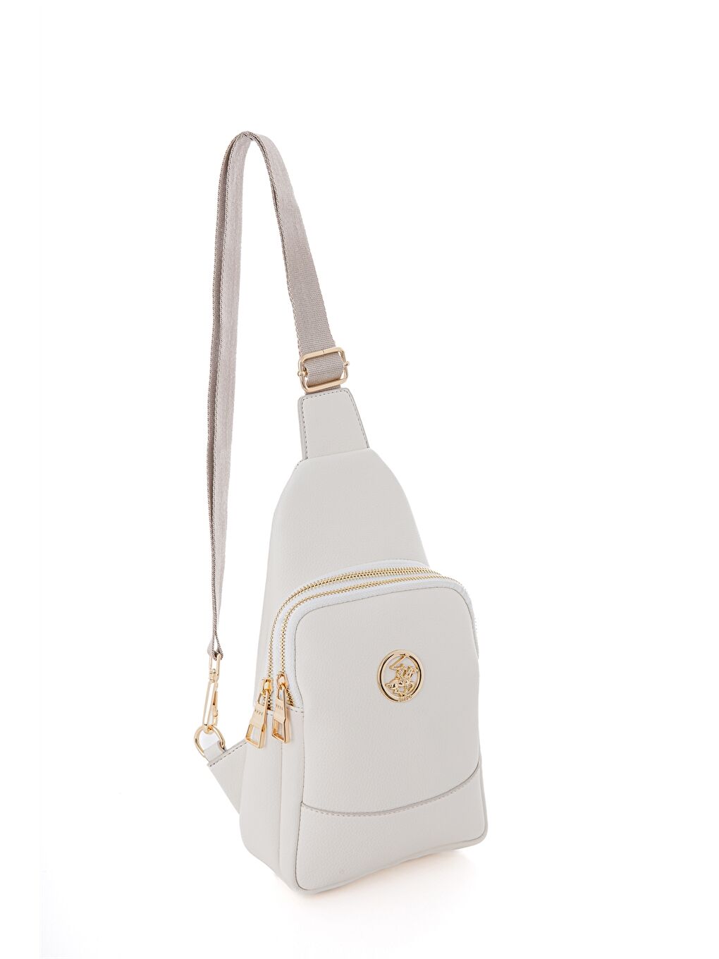 Beyaz Deri Görünümlü Baskılı Kadın Göğüs Çantası-3